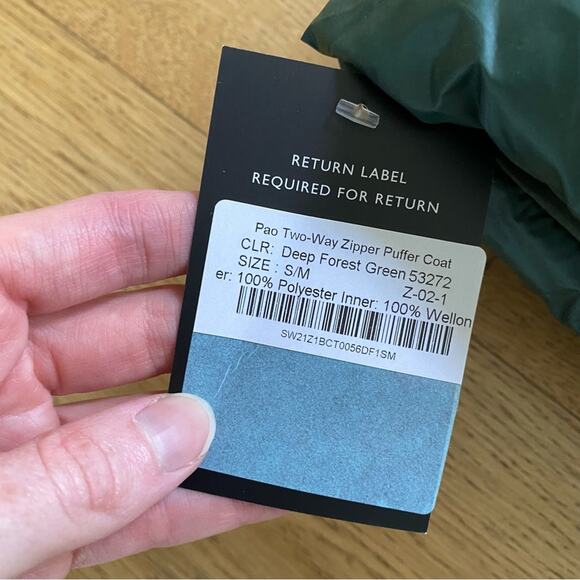 Storets Pao Two Way Zipper Puffer Coat in Deep Forest Green - Picture 2 of 5